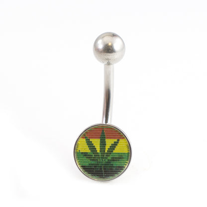 Surgical Steel 14 Gauge Lenticular Emoji & Pot Leaf Belly Rings - Pair - photo 3