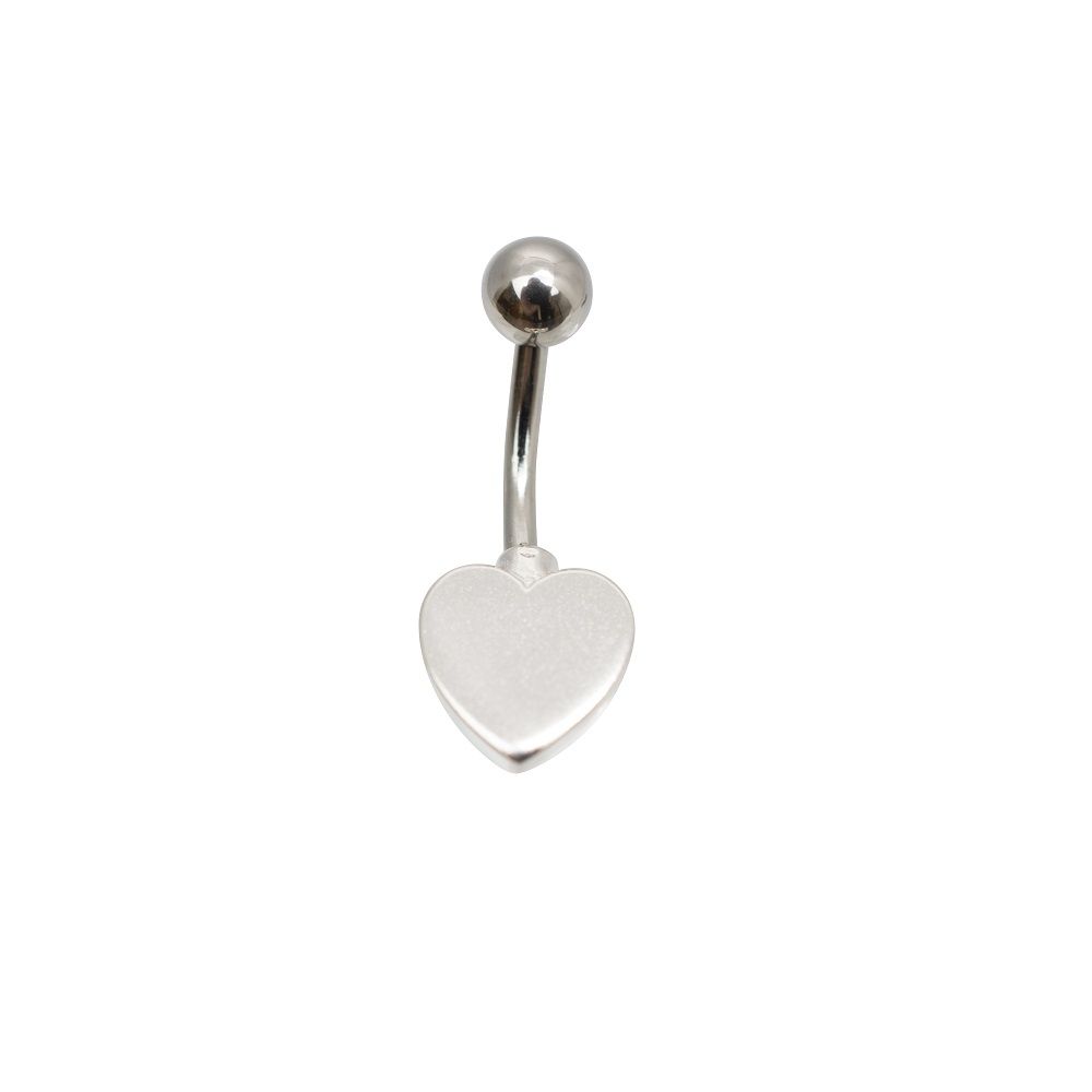 Surgical Steel 14 Gauge Non Dangle Belly Ring with Heart