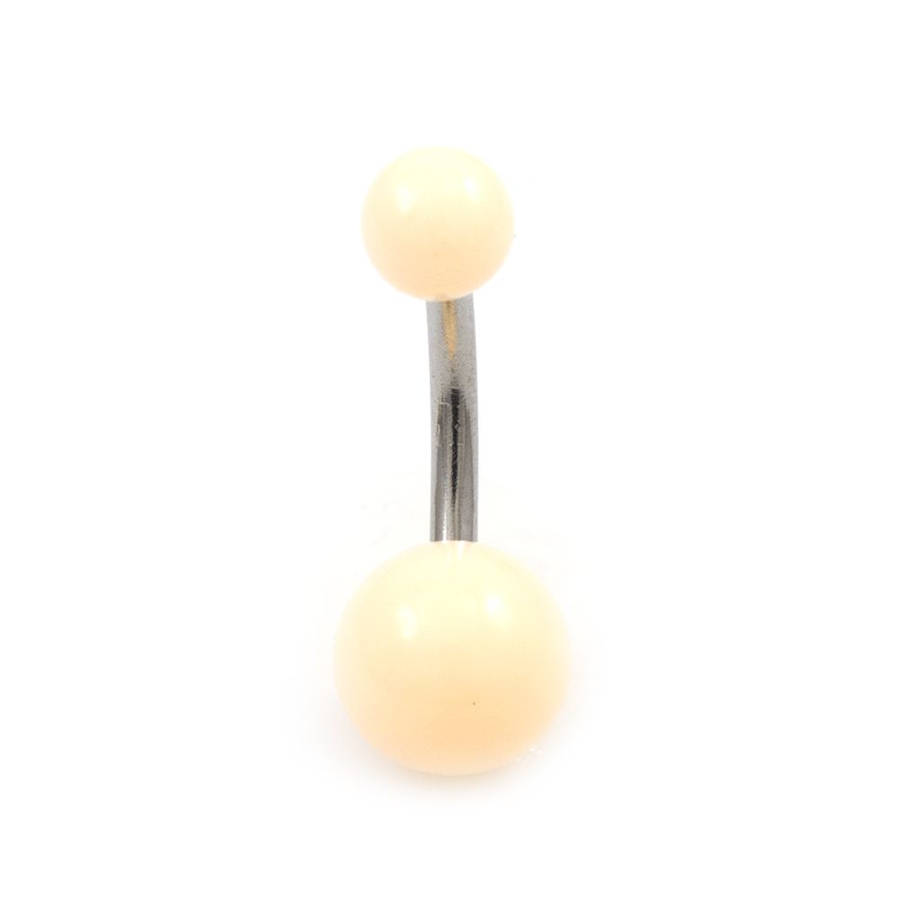 Surgical Steel 14 Gauge Belly Ring with Flesh Color Design
