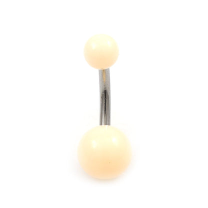 Surgical Steel 14 Gauge Belly Ring with Flesh Color Design