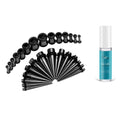 Black Surgical Steel 14 to 00 Gauge Ear Stretching Kit - 36 Pack