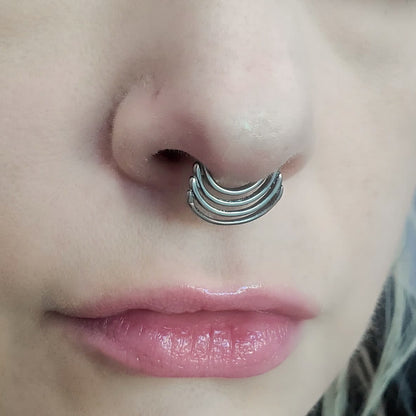Surgical Steel 16 Gauge Hinged Septum Clicker Triple Play Ring - photo 3