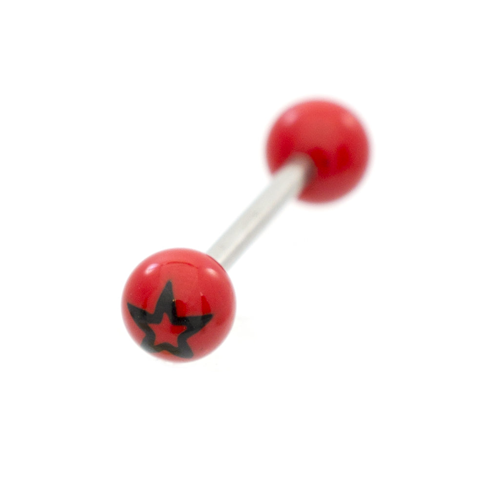 Surgical Steel Tongue Barbells 14G 15mm with Star Balls - 4 Pack - photo 7