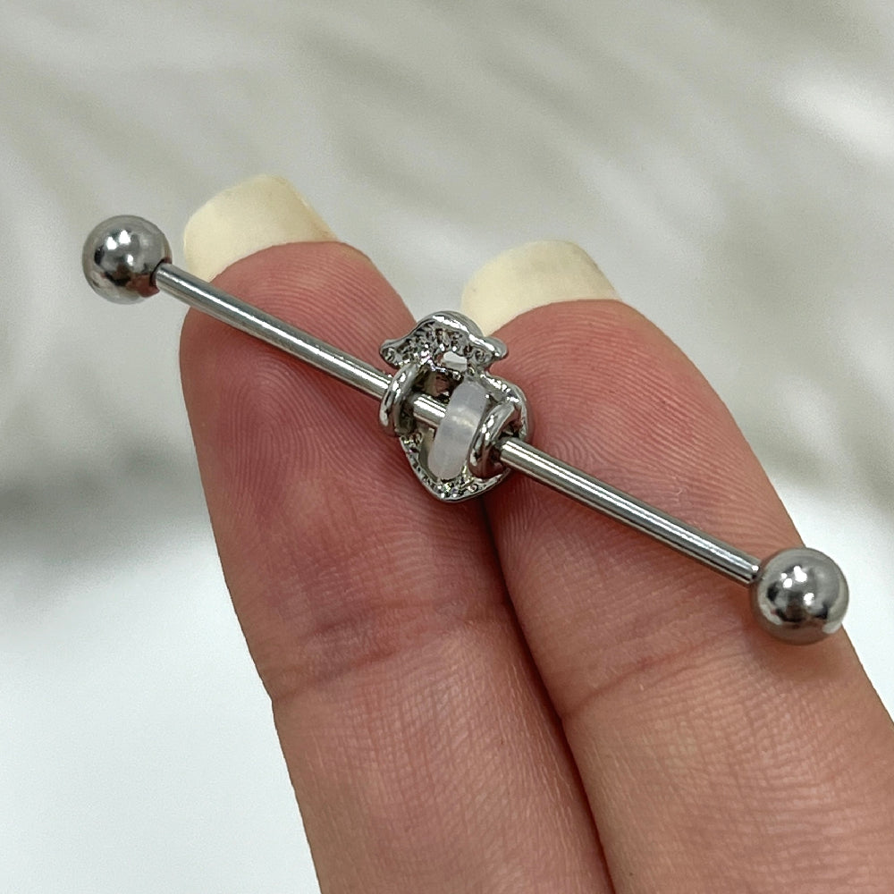 Surgical Steel 14 Gauge Industrial Barbell with Enamel Peach - photo 5