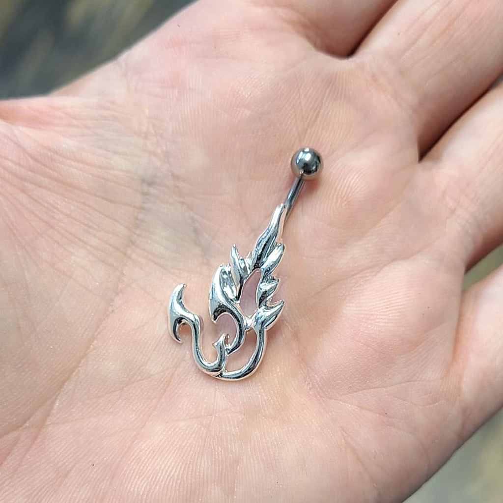 Surgical Steel 14 Gauge Tribal Fire Tattoo Non Dangle Belly Ring