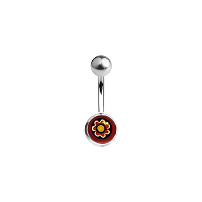 Titanium 14 Gauge Belly Ring with Flower Logo - photo 3