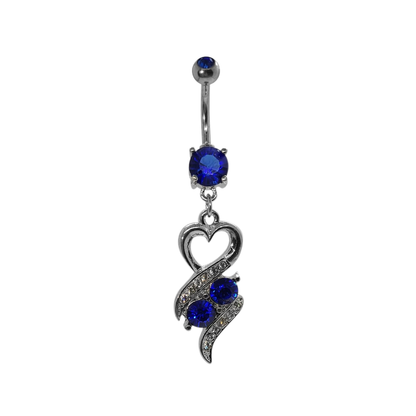 Surgical Steel 14 Gauge Belly Ring with CZ Heart Dangle - photo 4