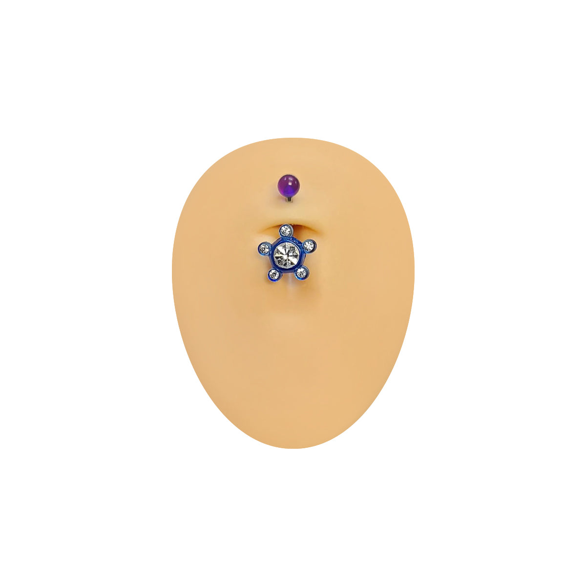 Surgical Steel & Acrylic 14G Flower CZ Belly Navel Rings - 6 Pack