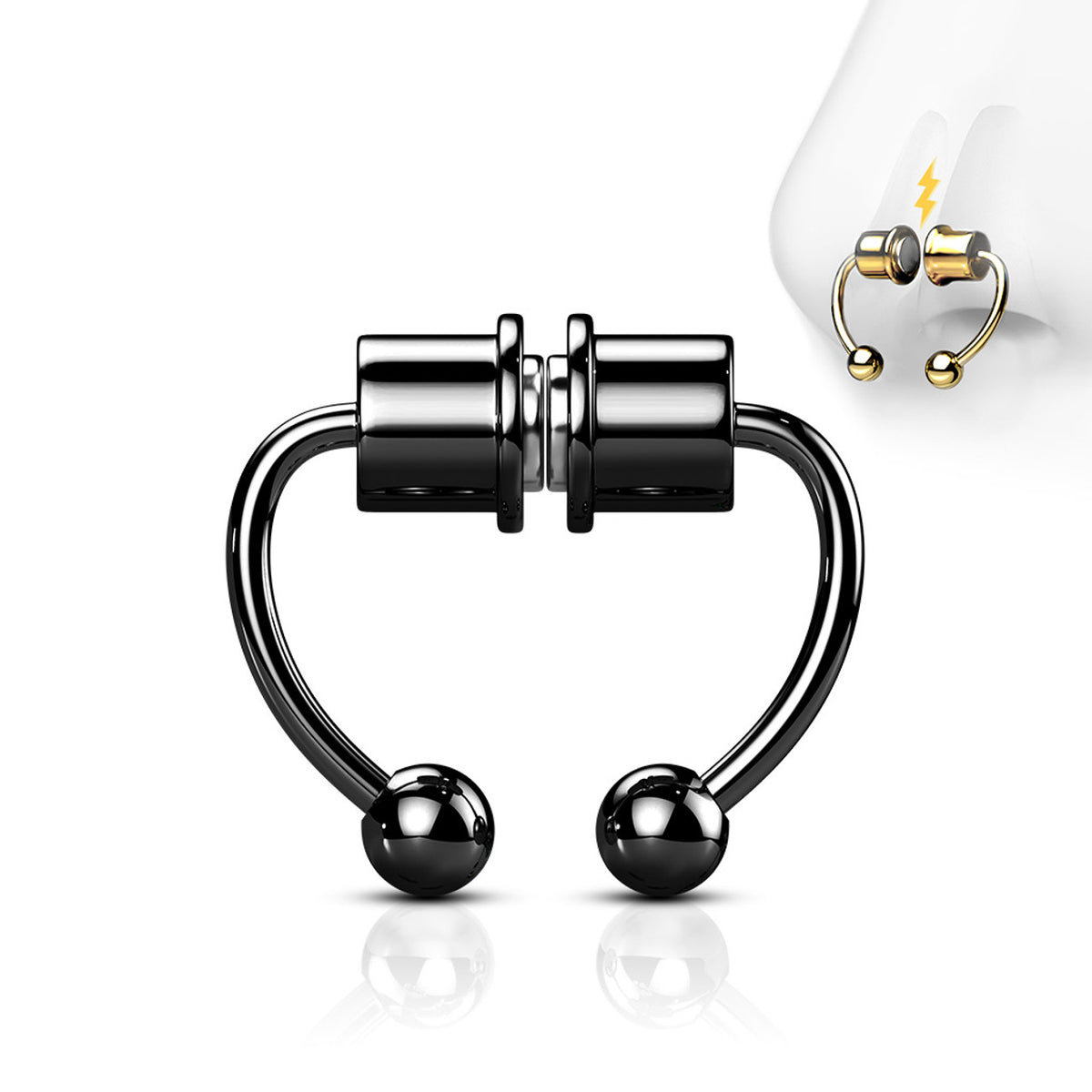 Magnetic Clip On Fake Non Septum Horseshoe Circular Barbell - Kruelty - Photo 6