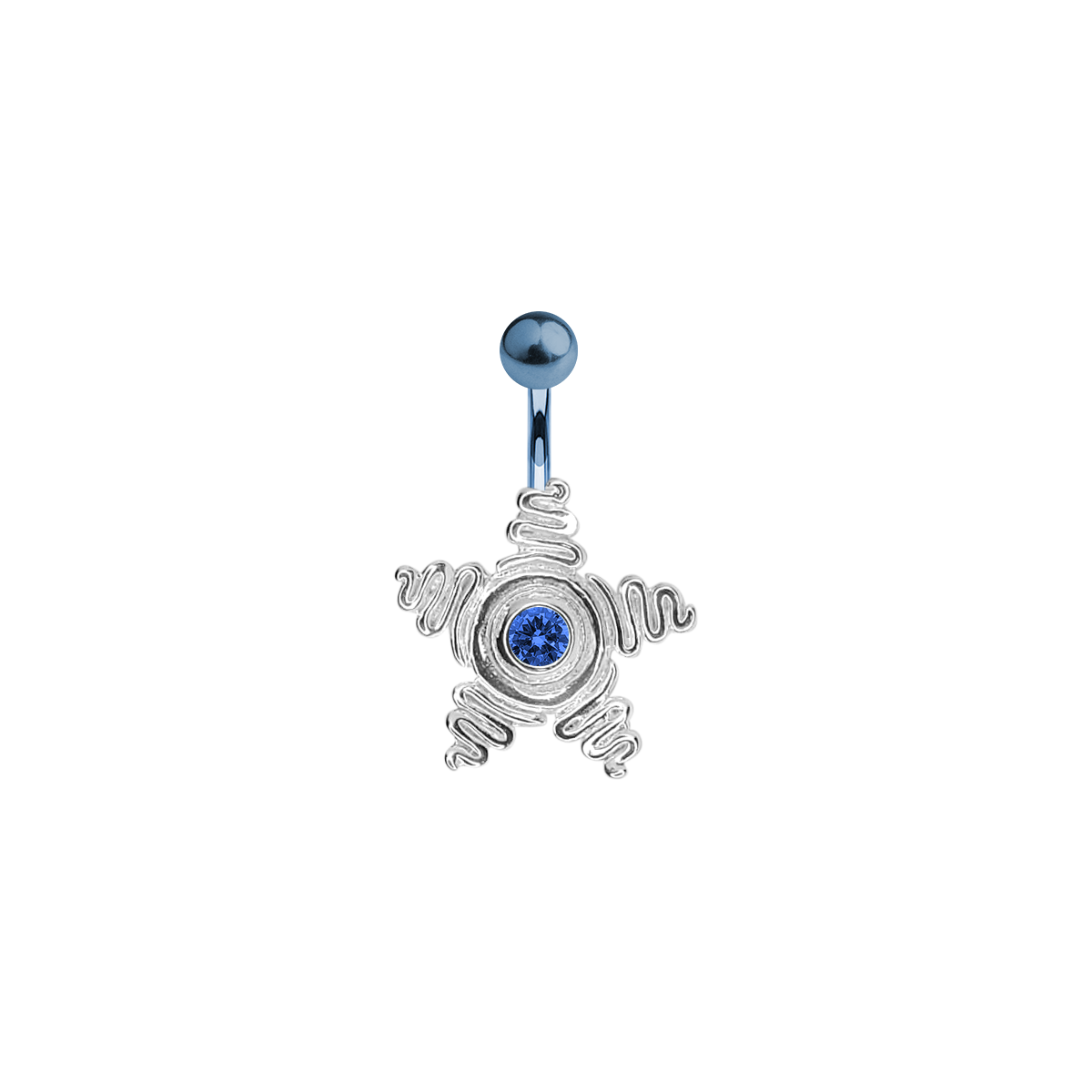 Titanium 14 Gauge Belly Ring with Large CZ Star Anodized - photo 3