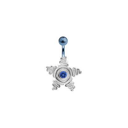 Titanium 14 Gauge Belly Ring with Large CZ Star Anodized - photo 3