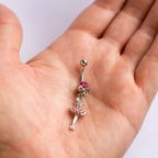 Surgical Steel Dancing Girl CZ Dangle Belly Button Ring