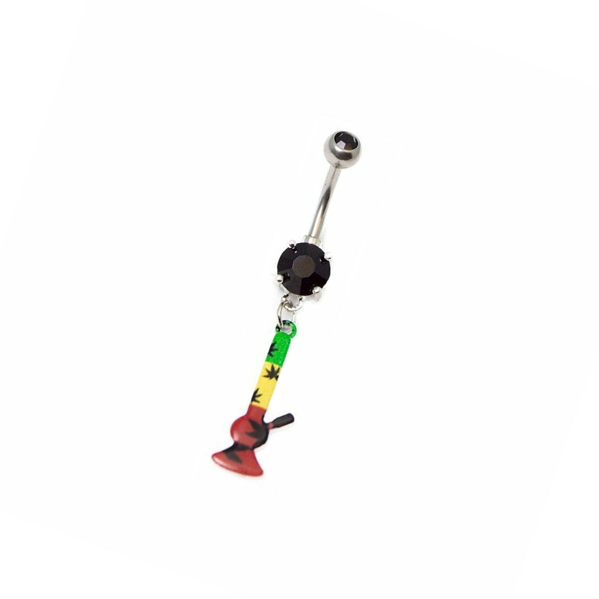 Surgical Steel 14 Gauge Belly Ring with Rasta Bong - photo 2