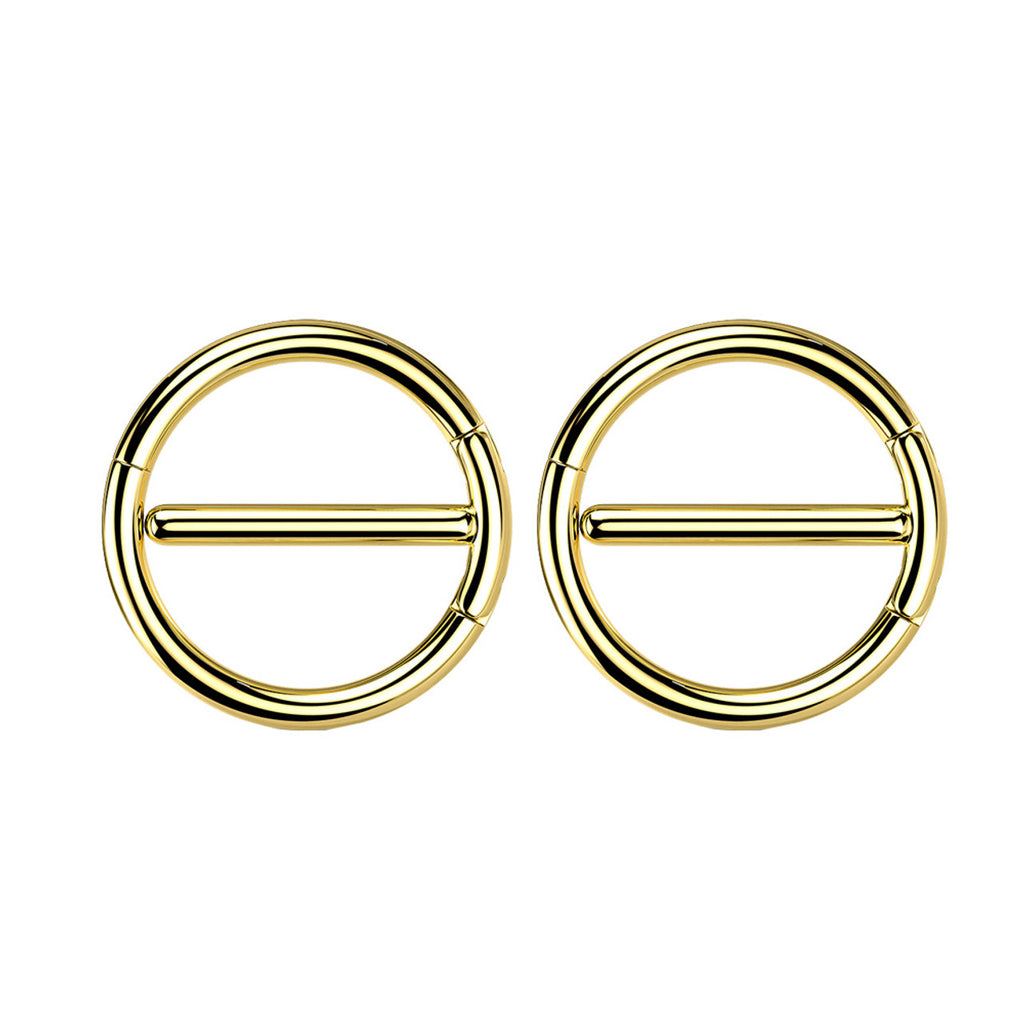Surgical Steel Nipple Ring Hoop 14 Gauge with Dual Hinge - Pair - Kruelty - Photo 3