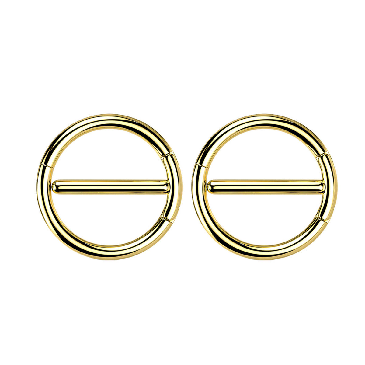Surgical Steel Nipple Ring Hoop 14 Gauge with Dual Hinge - Pair - Kruelty - Photo 3