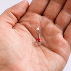 Surgical Steel & Acrylic Glitter Belly Button Ring Red Cross