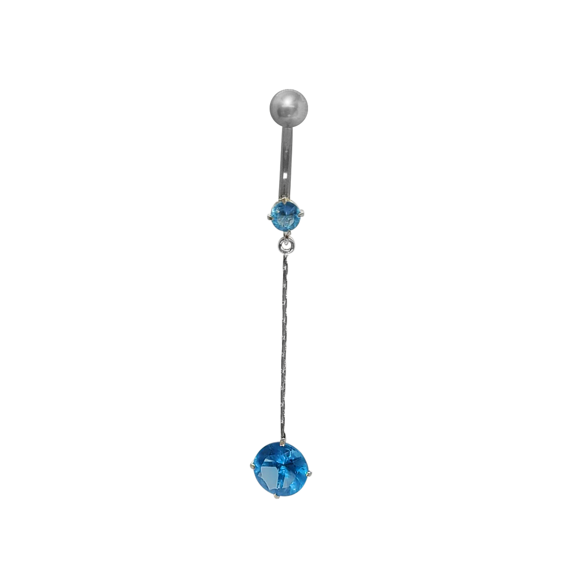 Surgical Steel 14 Gauge Belly Ring with Prong CZ Chain Dangle - photo 3