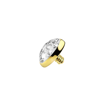 14 Karat Solid Gold 16 Gauge Gold with Paved CZ Dermal Anchor Tops