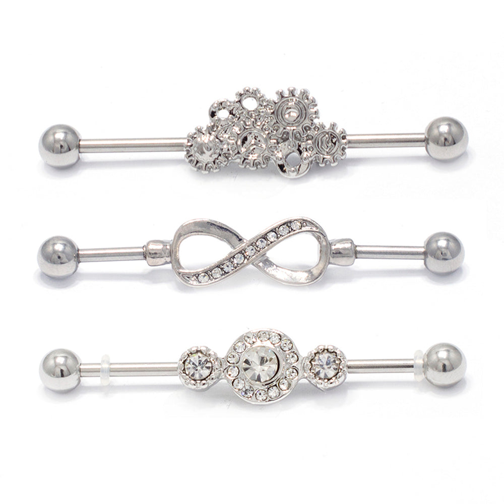 Surgical Steel 14 Gauge Steampunk & Infinity Industrials - 3 Pack
