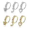 Surgical Steel 20 Gauge Dangle CZ Bendable Nose Hoops - 3 Pack