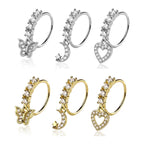 Surgical Steel 20 Gauge Dangle CZ Bendable Nose Hoops - 3 Pack