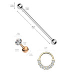 Surgical Steel 16 & 14 Gauge Industrial, Hoop & Labret Set - 3 Pack