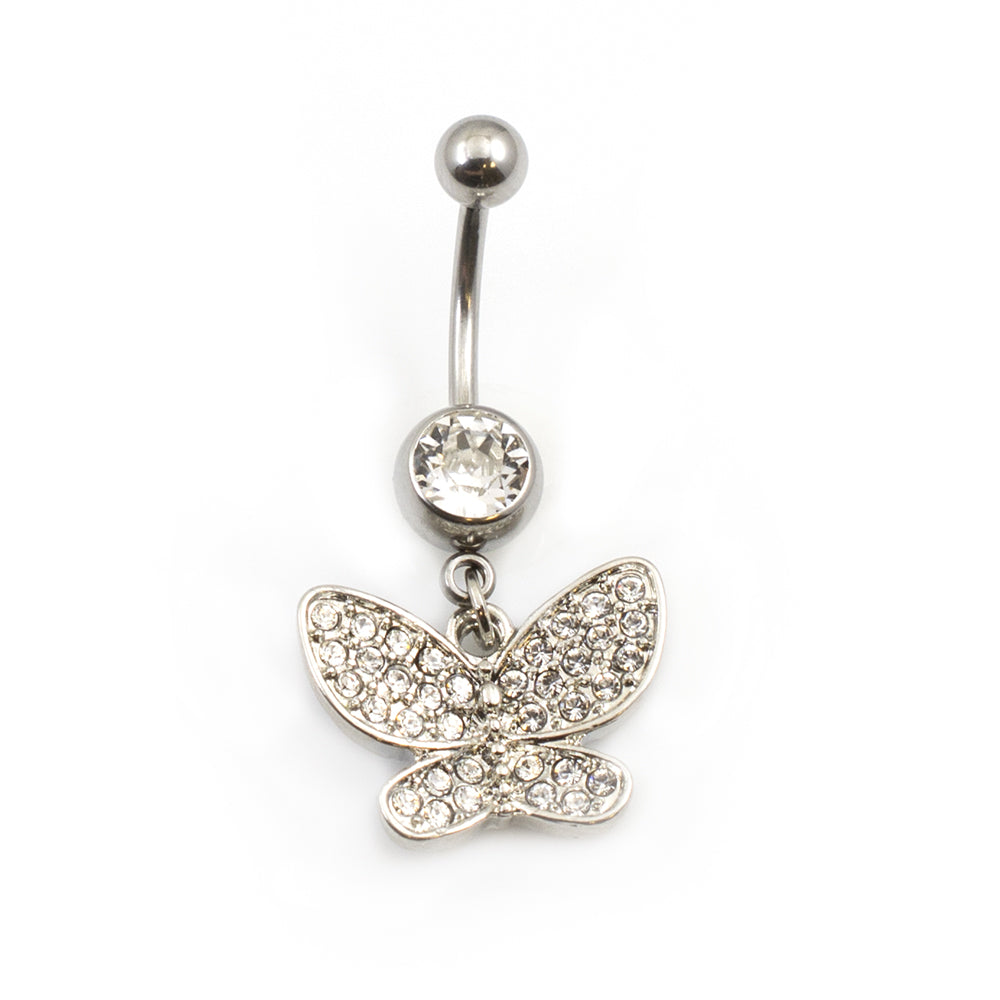 Surgical Steel 14 Gauge Belly Button Rings CZ Stones - 3 Pack