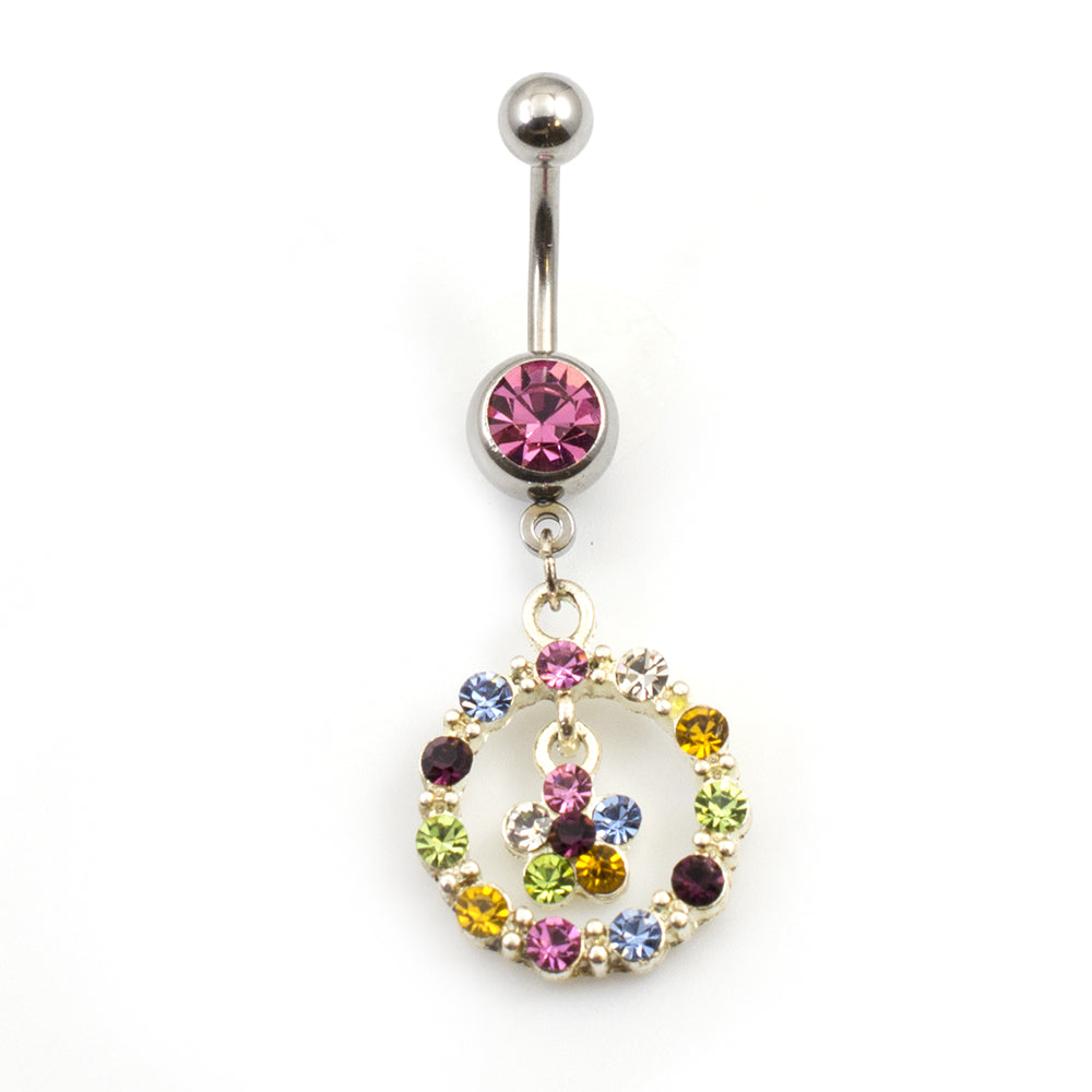 Surgical Steel 14 Gauge Belly Button Rings CZ Stones - 3 Pack