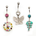 Surgical Steel 14 Gauge Belly Button Rings CZ Stones - 3 Pack