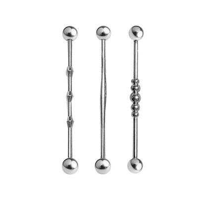Surgical Steel Industrial Barbell 14G 38mm Triple Notched - 3 Pack
