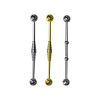 Surgical Steel 14G Tiered Bridge Notched Industrial Barbell - 3 Pack
