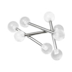 Surgical Steel Tongue Ring Straight Barbell 14 Gauge & Clear - 10 Pack - Kruelty - Photo 3
