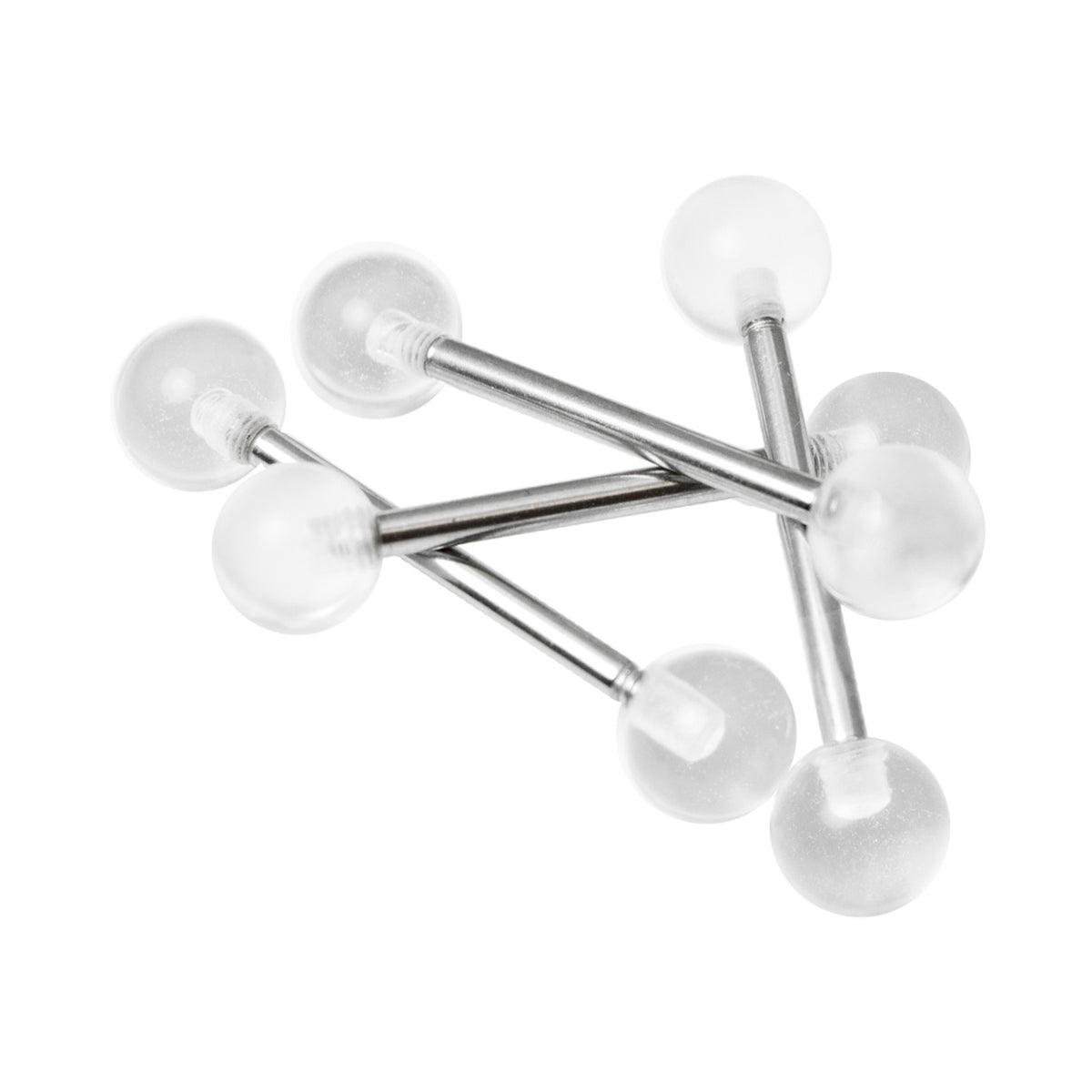 Surgical Steel Tongue Ring Straight Barbell 14 Gauge & Clear - 10 Pack - Kruelty - Photo 3