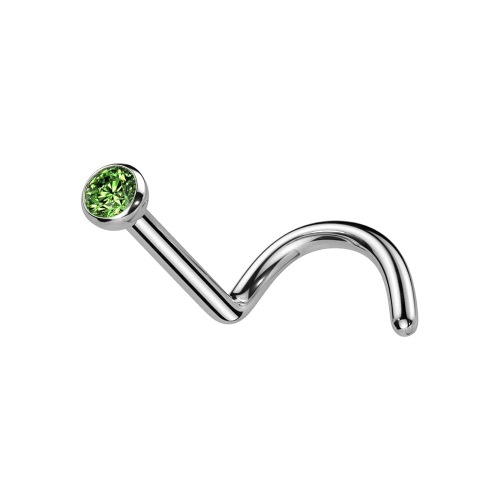 Titanium Nose Ring Screw Stud 18 Gauge 1/4" 6 mm & 2 mm CZ Gem - Kruelty - Photo 9