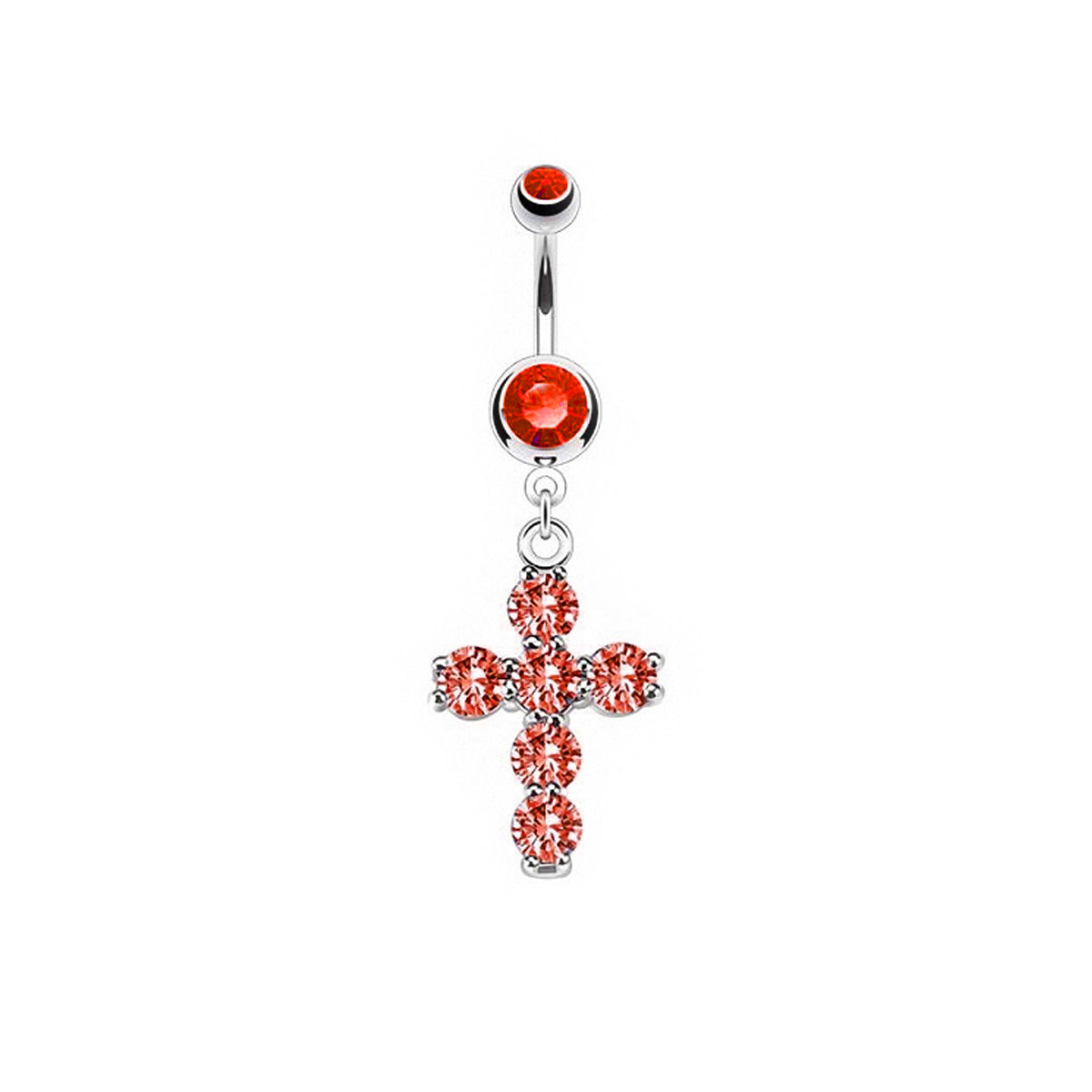 Surgical Steel Dangle Belly Ring 14G 11mm with CZ Cross - 3 Colors - photo 3