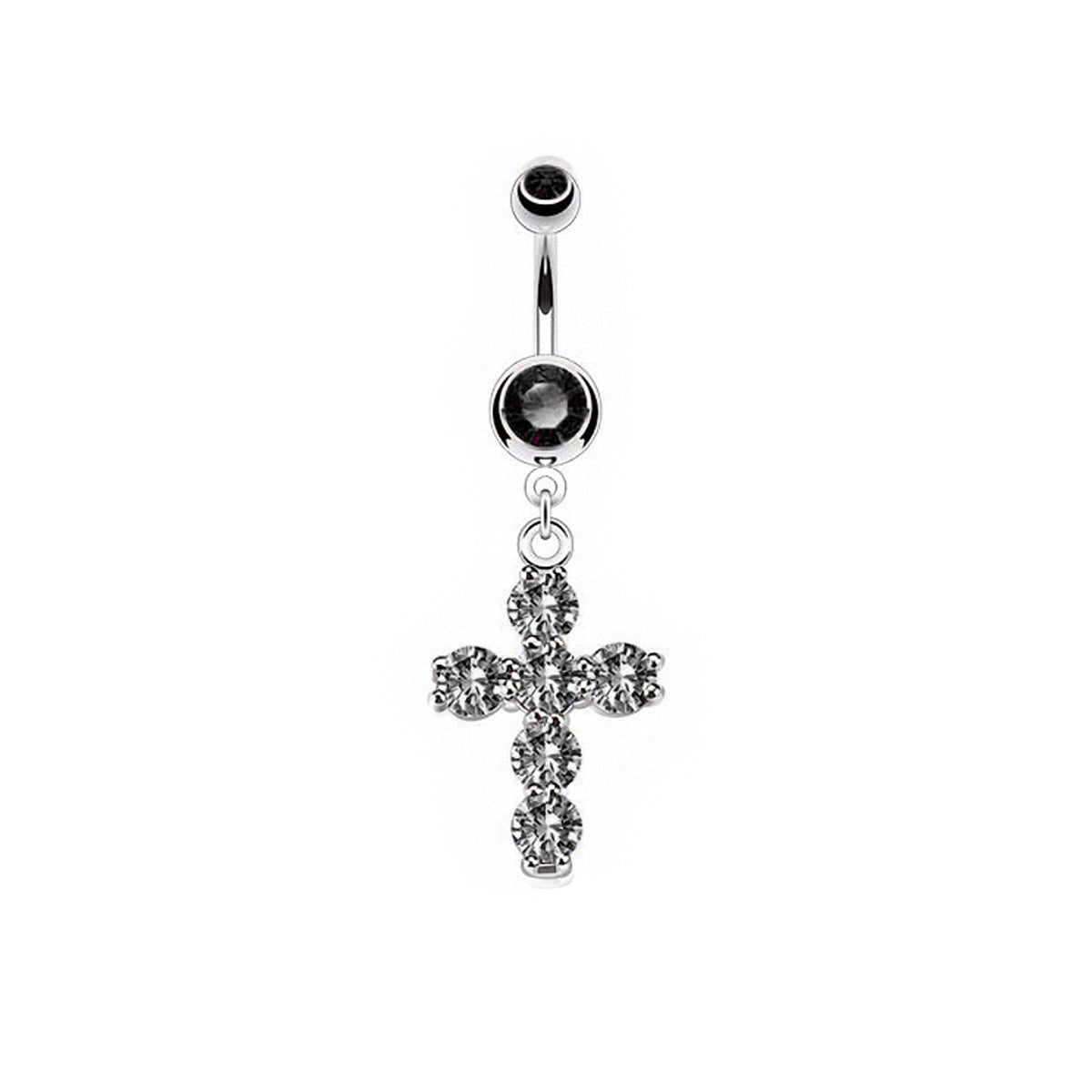 Surgical Steel Dangle Belly Ring 14G 11mm with CZ Cross - 3 Colors - photo 4