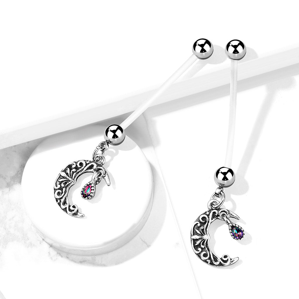 BioFlex 14 Gauge Pregnancy Belly Ring with Crescent Moon - photo 4