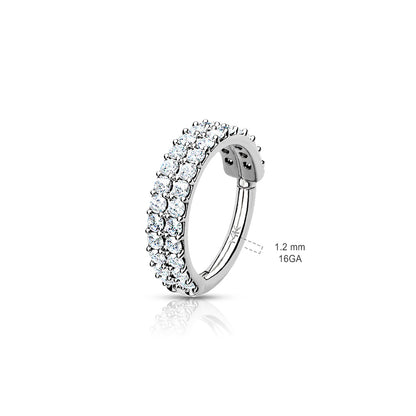 14K Solid Gold 16 Gauge Hinged Segment Ring with Double Line Paved CZ - photo 4