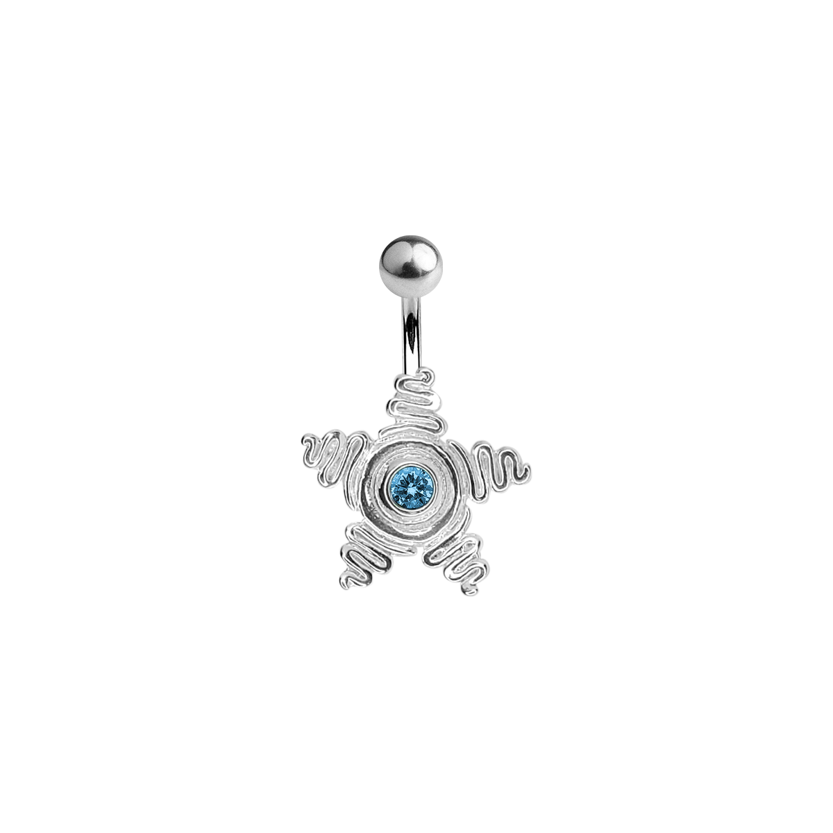 Titanium 14 Gauge Belly Ring with Large CZ Star Anodized - photo 4