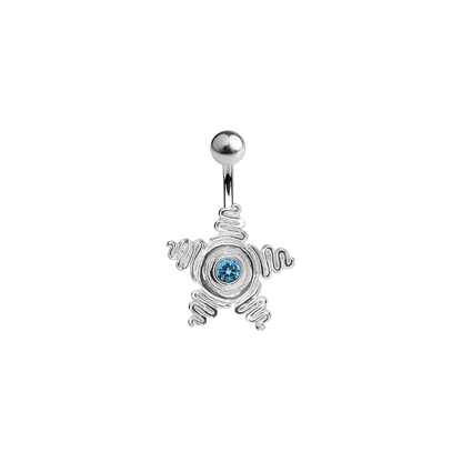 Titanium 14 Gauge Belly Ring with Large CZ Star Anodized - photo 4