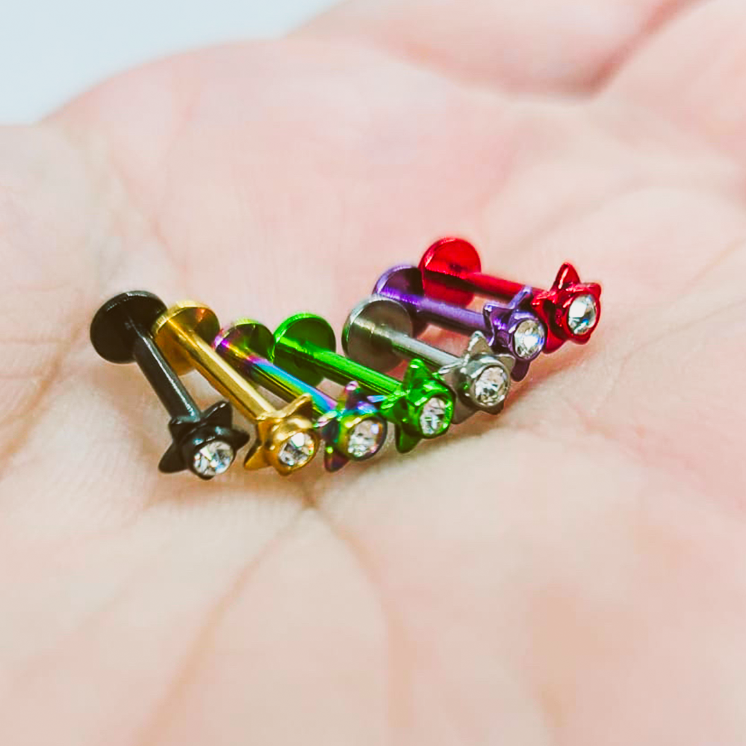 Surgical Steel 14 Gauge Flat Back Labret Stud with CZ Star - photo 4