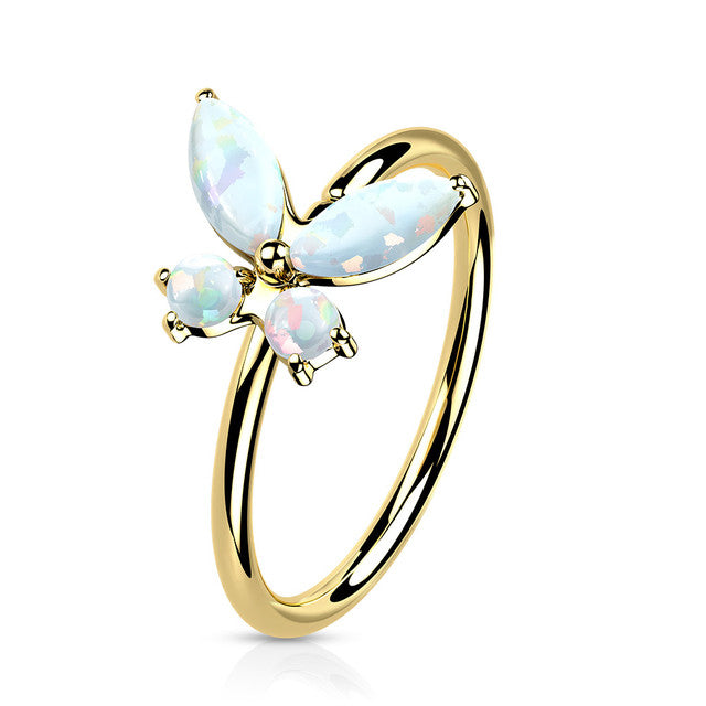 14 Karat Solid Gold Nose Ring 20 Gauge Bendable Hoop Butterfly - Kruelty - Photo 4