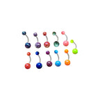 Surgical Steel & Acrylic 14G Metallic Pearlescent Belly Rings - 6 Pack