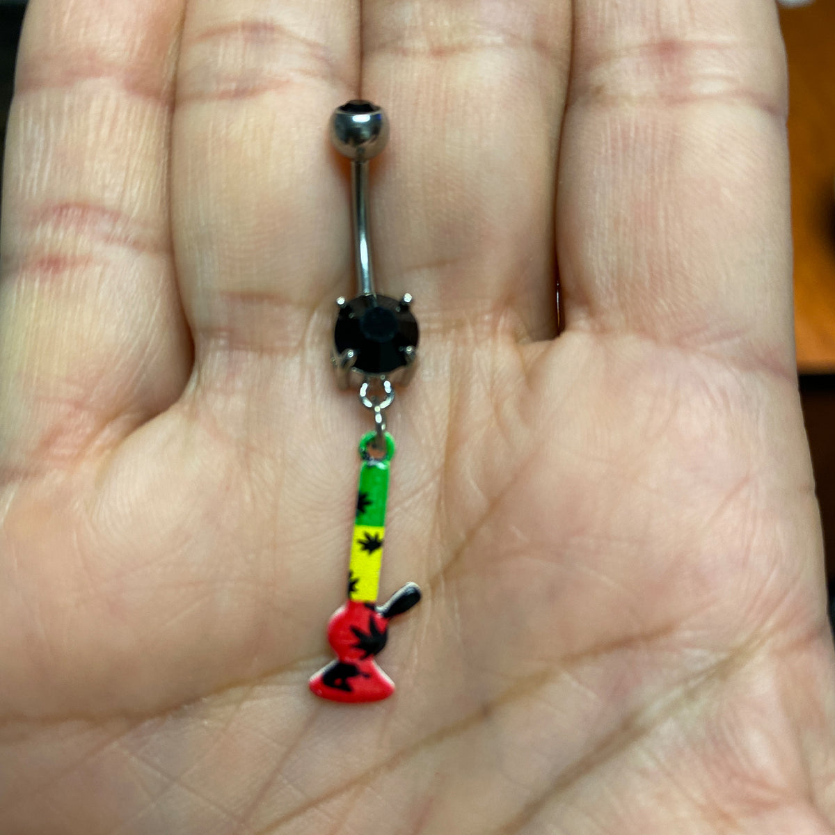 Surgical Steel 14 Gauge Belly Ring with Rasta Bong - photo 4