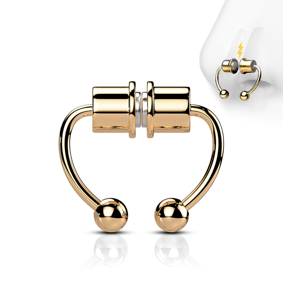 Magnetic Clip On Fake Non Septum Horseshoe Circular Barbell - Kruelty - Photo 7
