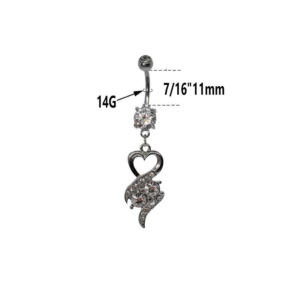 Surgical Steel 14 Gauge Belly Ring with CZ Heart Dangle - photo 5