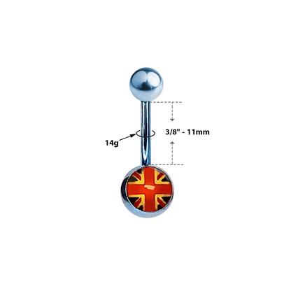 Titanium 14 Gauge Belly Ring with Blue British Flag Logo - photo 3