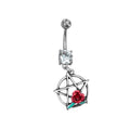 Surgical Steel Belly Button Ring 14 Gauge Gem & Flower Pentacle - Kruelty