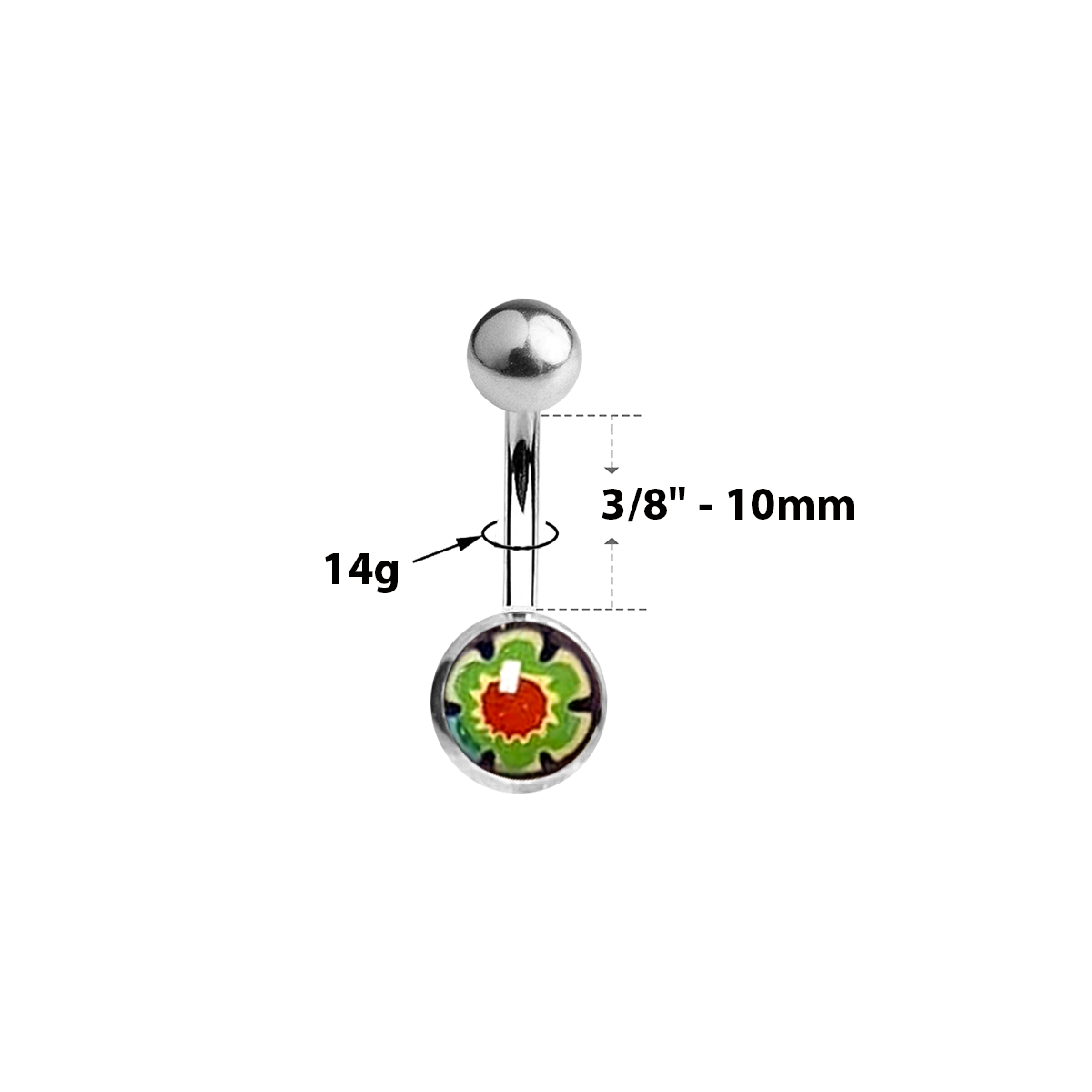 Titanium 14 Gauge Belly Ring with Flower Logo - photo 4