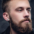 Acrylic Purple Eye Print Clear Saddle Fit Ear Plugs - Pair